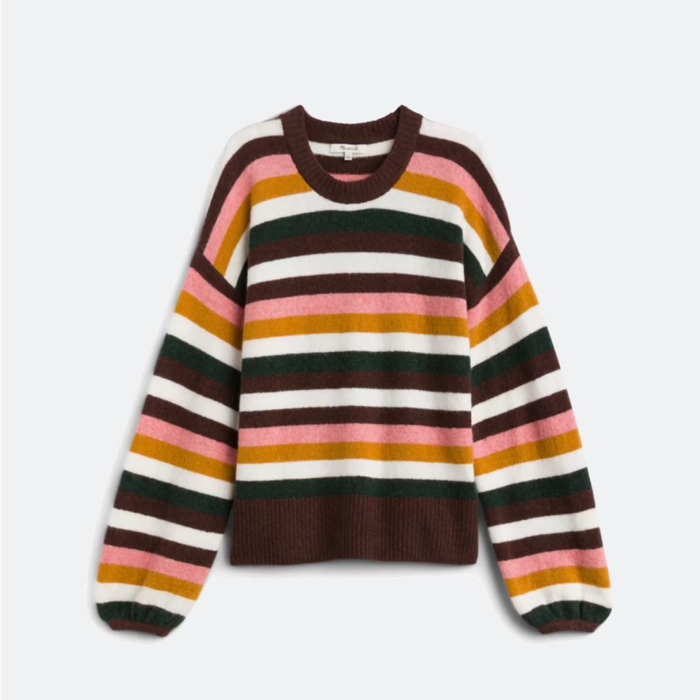 Madewell Calyse Balloon Sleeve Striped Multicolor Women's Sweater